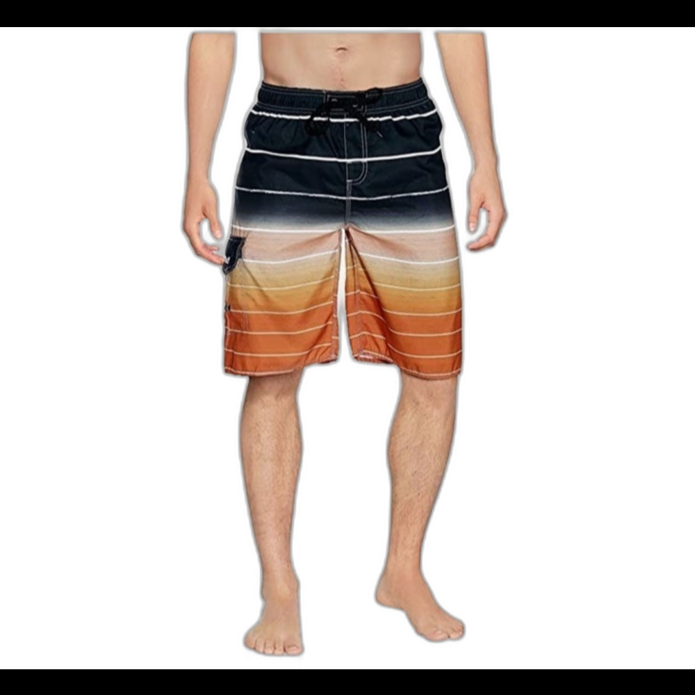 Swim Trunks Men’s XXS Black and Orange Board Shorts Swimsuit Quick Dry 28 in. B2